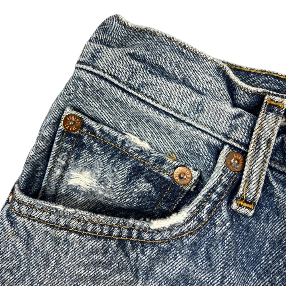 AGOLDE Riley Straight Leg Jeans 26" Distressed Cut Hems High Rise Button Fly - Picture 11 of 14